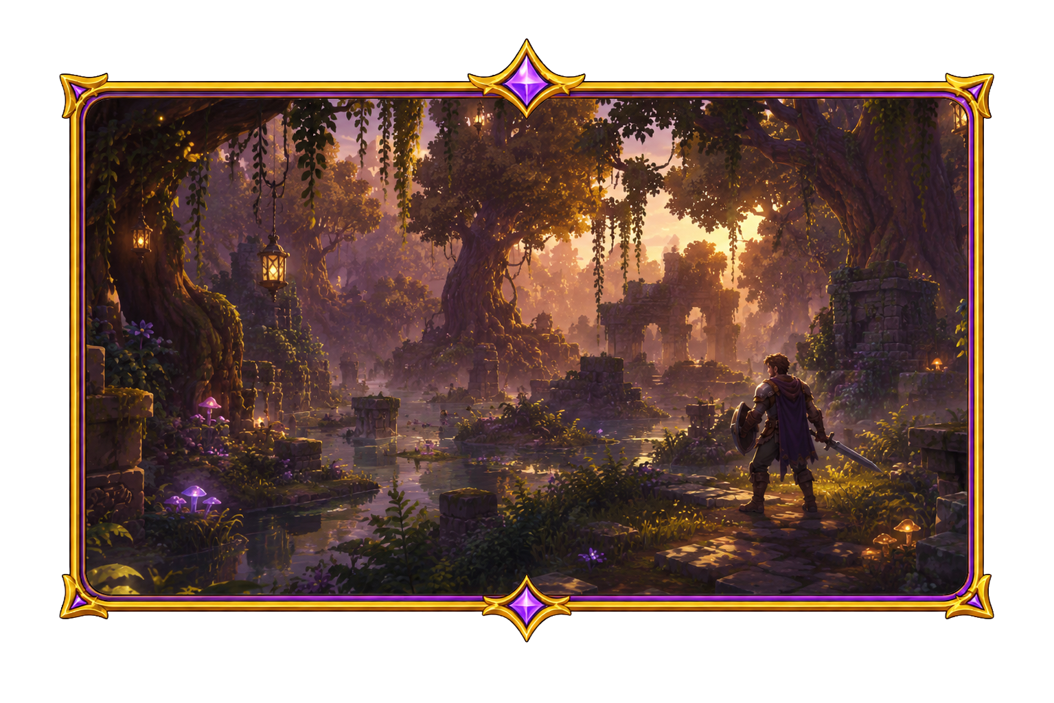Adventurers overlooking the wide world of Rhythmia